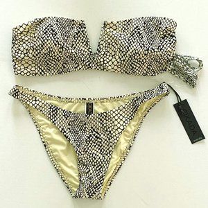 CIKADA Bandeau Bikini Set Swimsuit Cream / Black